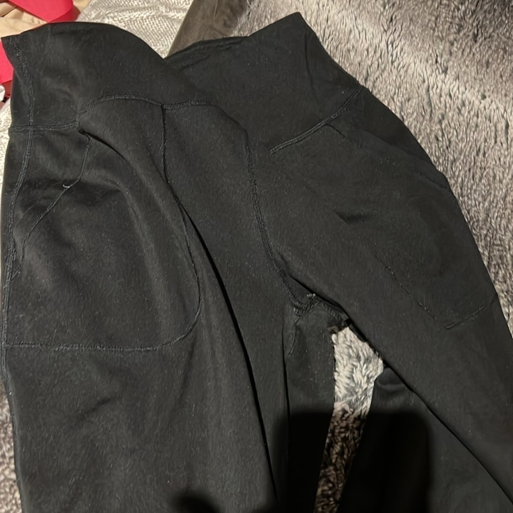 Yogalicious high waisted Jogger Pants Side Pockets In Black Sz  M - Picture 13 of 14